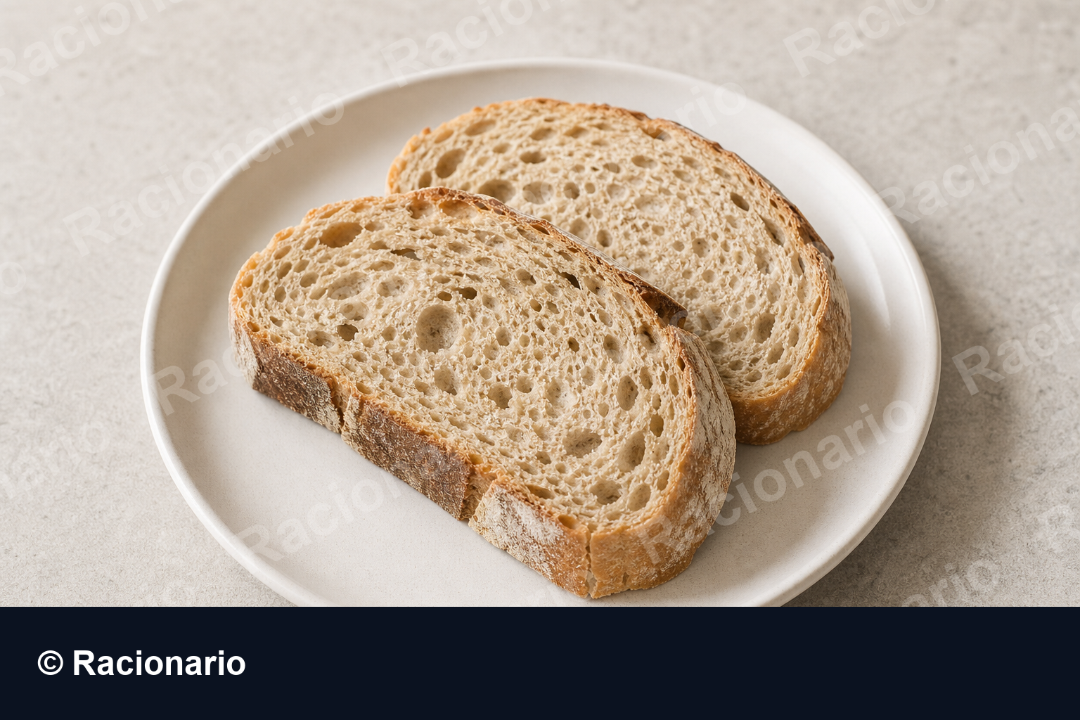 Ración de Hogaza de pan o pan payés: Ración: dos unidades, 100 g