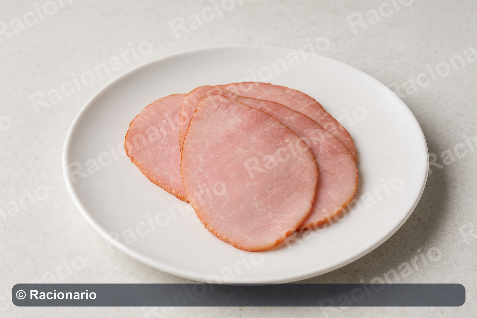 Ración de Jamón cocido o jamón York: Ración: tres lonchas, 40 g
