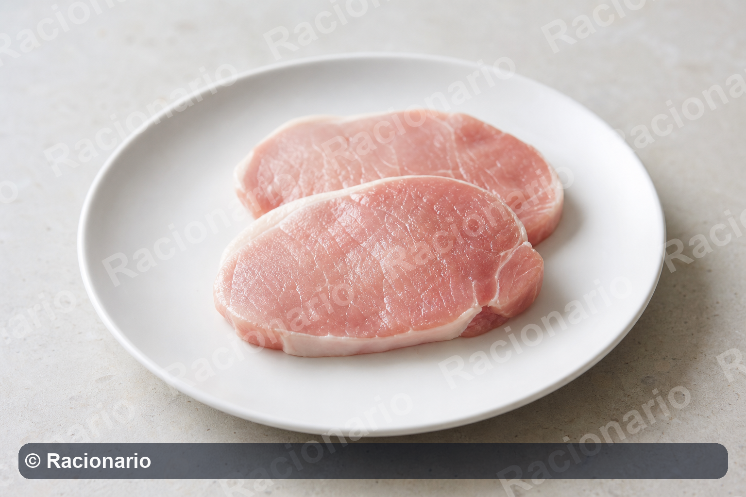 Ración de Lomo de cerdo: Ración: dos cortes, 100 g
