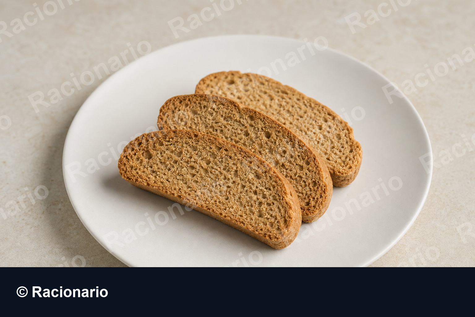 Ración de Pan tipo biscote: Ración: tres unidades, 30 g