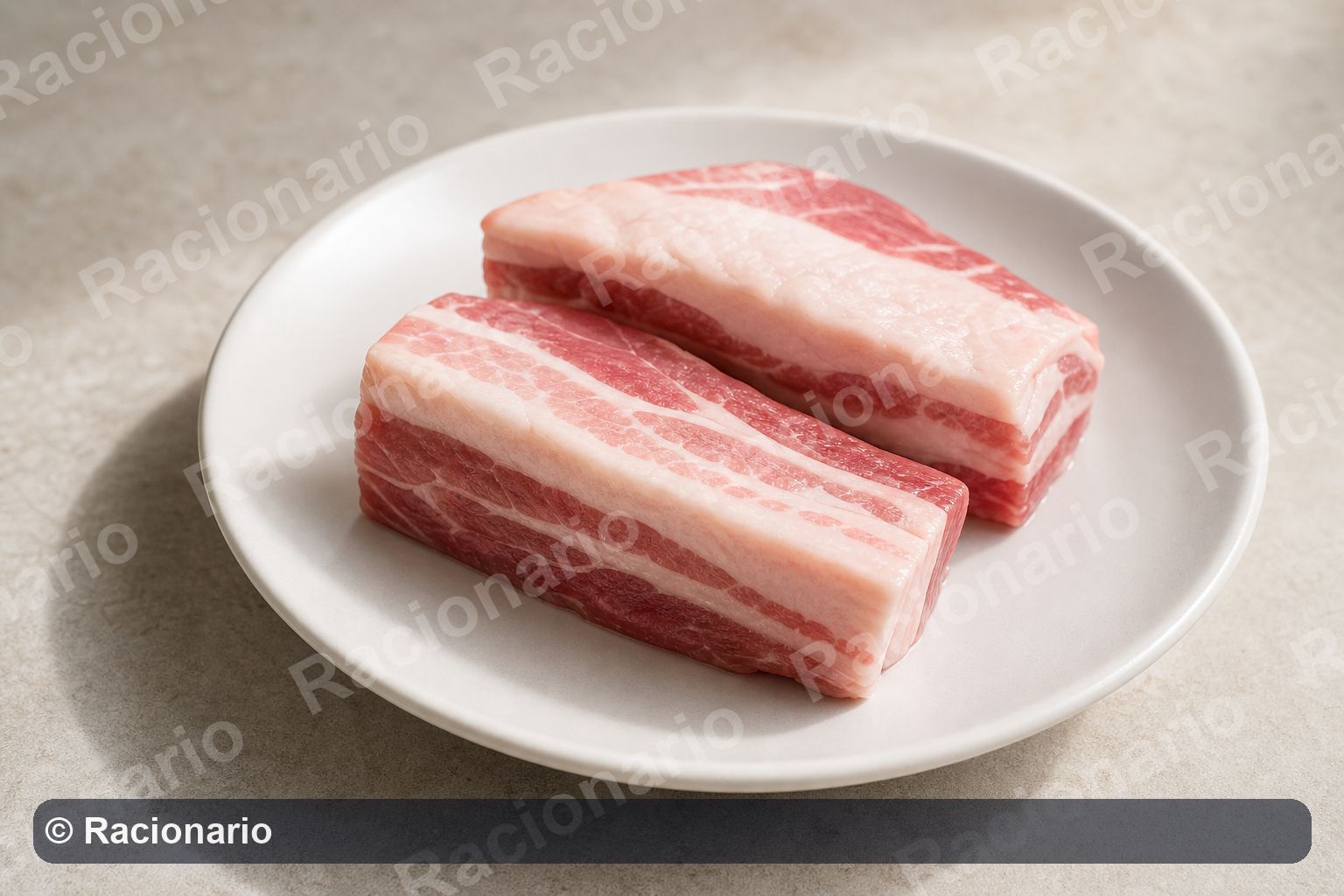 Ración de Panceta de cerdo: Ración: dos unidades, 100 g