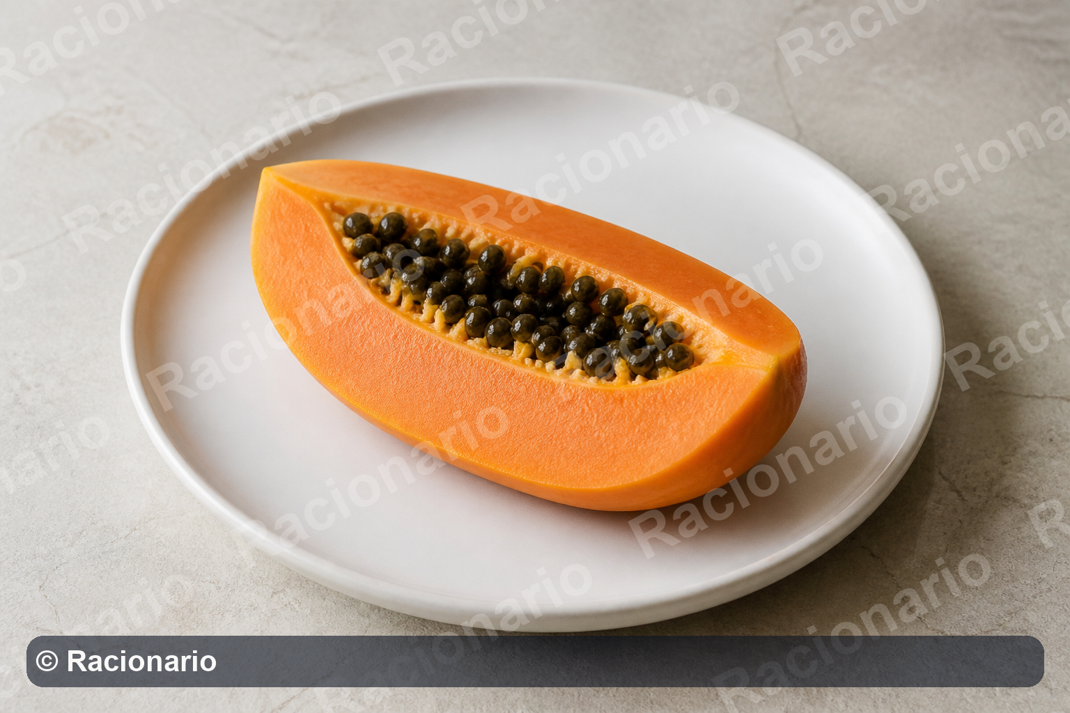 Ración de Papaya: Ración: una rodaja de dos dedos de grosor, 150 g