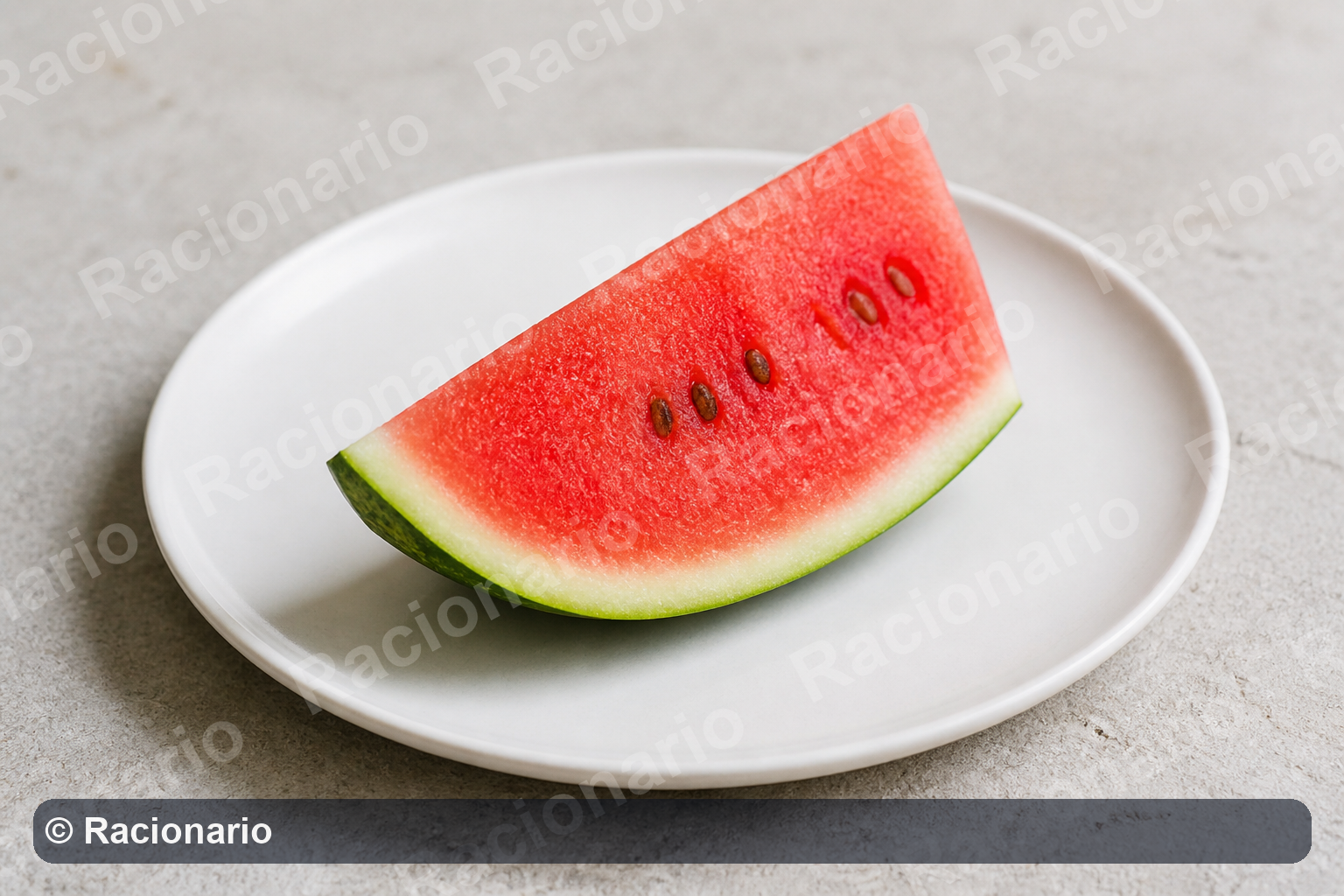 Ración de Sandía: Ración: rodaja de 2-3 dedos de grosor, 150-200 g