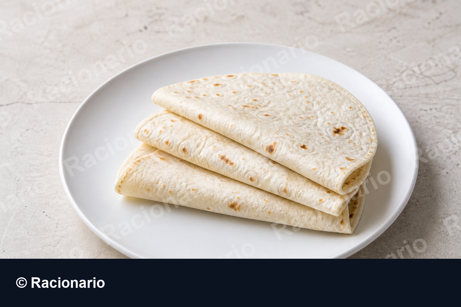 Ración de Tortilla de harina: Ración: tres unidades, 120 g
