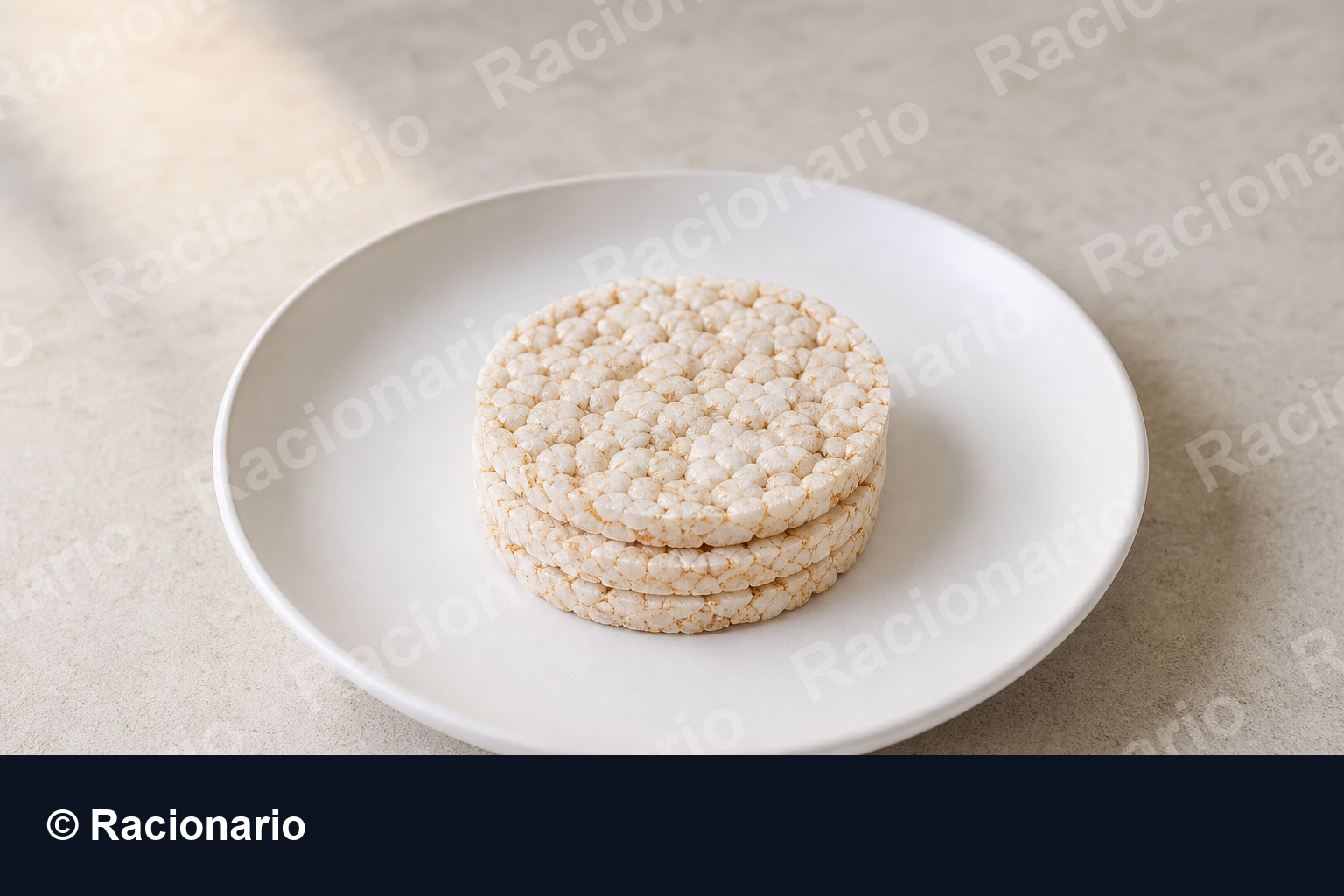 Ración de Tortitas de arroz inflado: Ración: tres unidades, 20 g