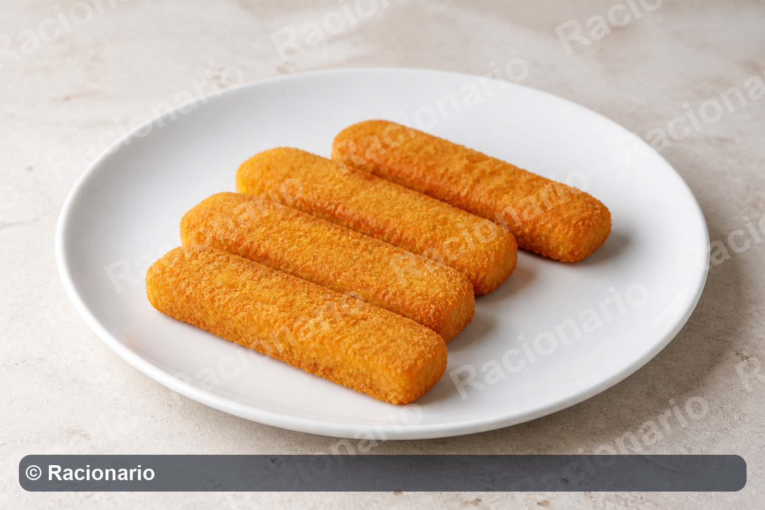 Ración de Varitas de pescado: Ración: cuatro unidades, 100 g